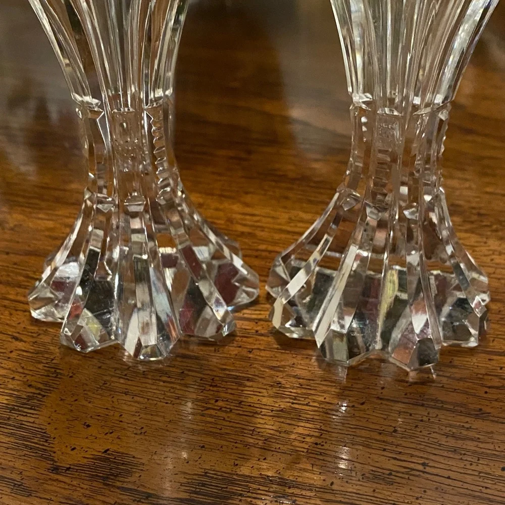 Vintage Tall Crystal Salt Pepper Shakers Footed 7.75” MCM Table Decor Pair